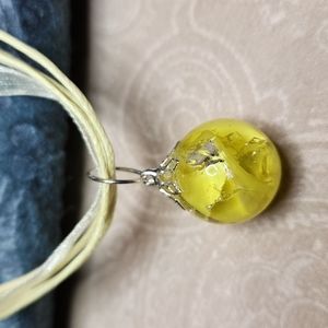NEW! Cracked yellow marble pendant necklace, handmade